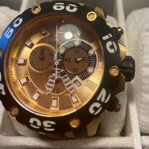 Invicta Black and Gold Chronograph Watch